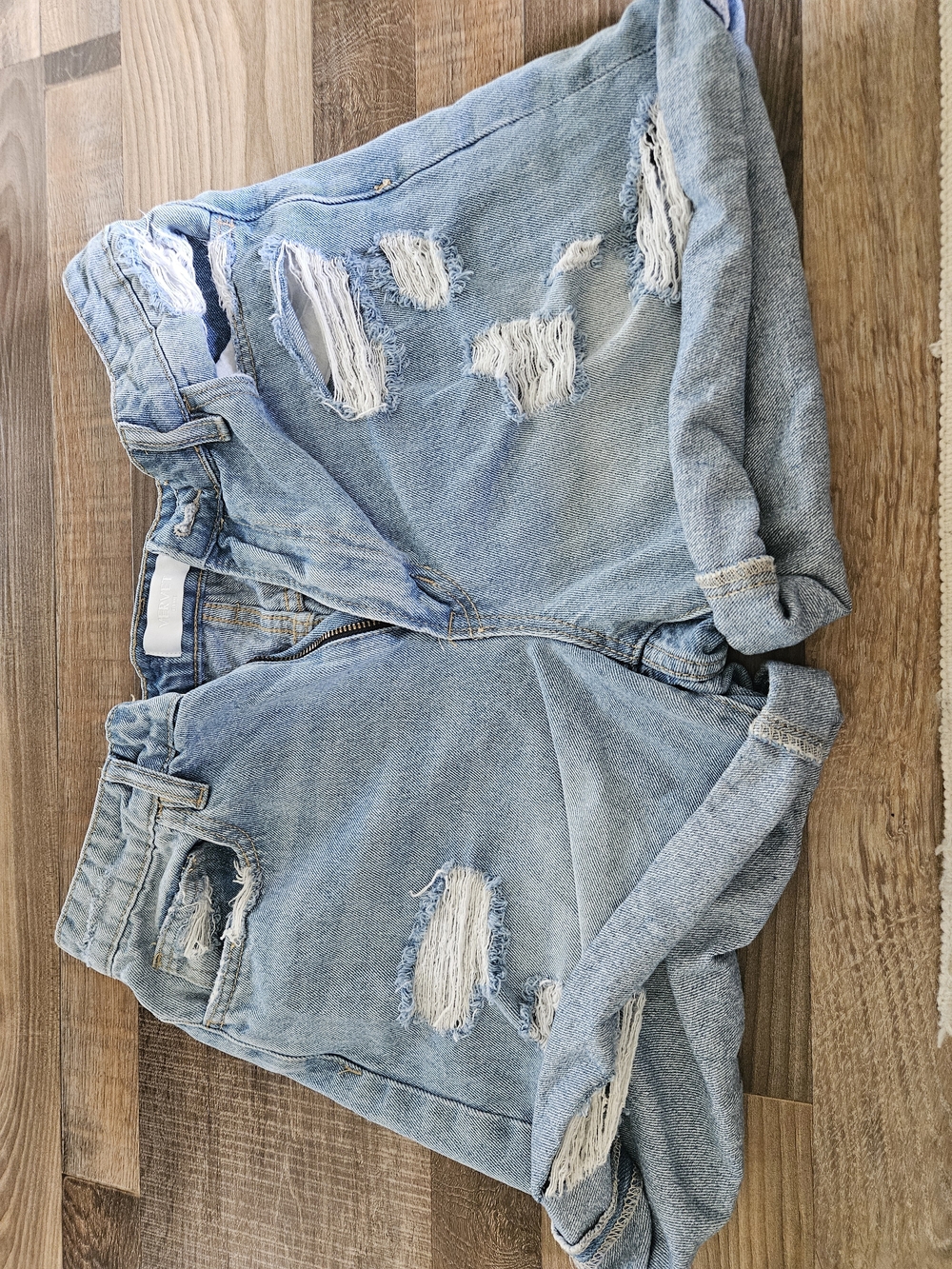 Light Wash Distressed Denim Shorts